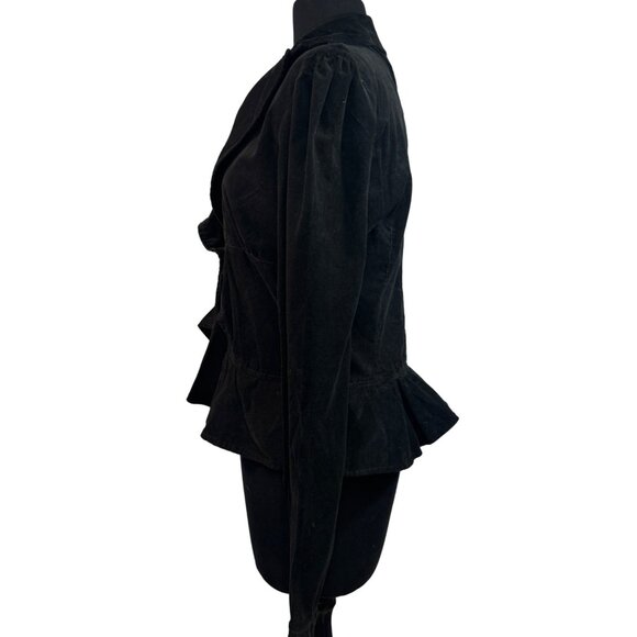 Morbid Threads Women's Black Ruffled Blazer Jacket M Cotton & Spandex - Picture 3 of 7